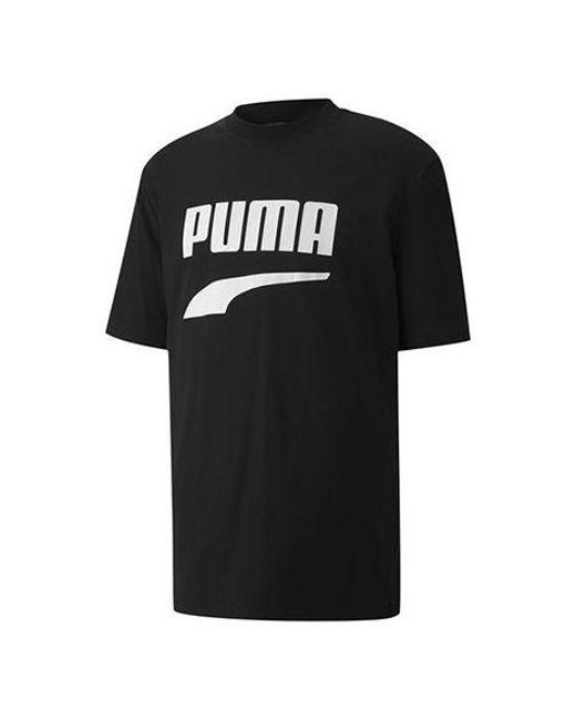 PUMA Black Downtown Printing Casual Short Sleeve for men