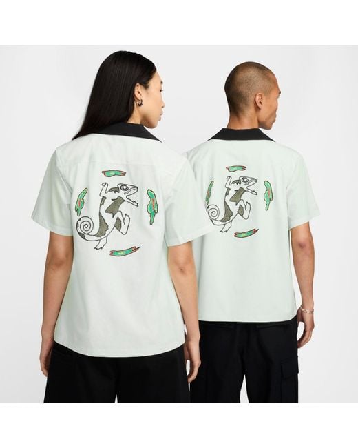Nike Green Sb Short-Sleeve Button-Up Skate Bowler Shirt 'Federation Agnostic' for men