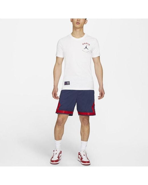 Nike White Paris Saint-Germain Logo Printing Sports Round Neck Short Sleeve for men