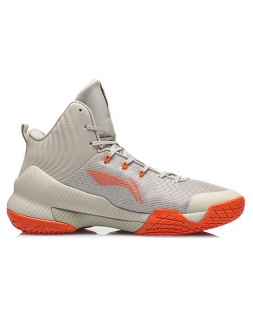 Li-ning White Td Shock Absorption Mid Tops Basketball Shoe for men
