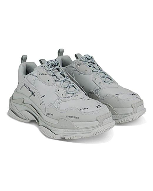 Balenciaga Gray Triple S Sneaker 'Allover Logo for men