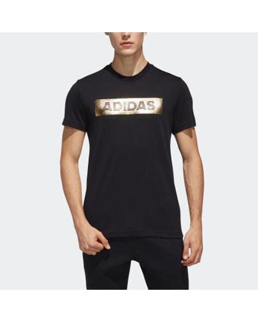 Adidas Black Ai Gfx Ss Foil Sports Bronzing Printing Round Neck Short Sleeve for men