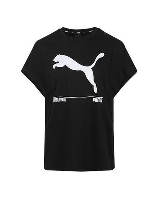 PUMA Black (Wmns) Large Logo Short Sleeve