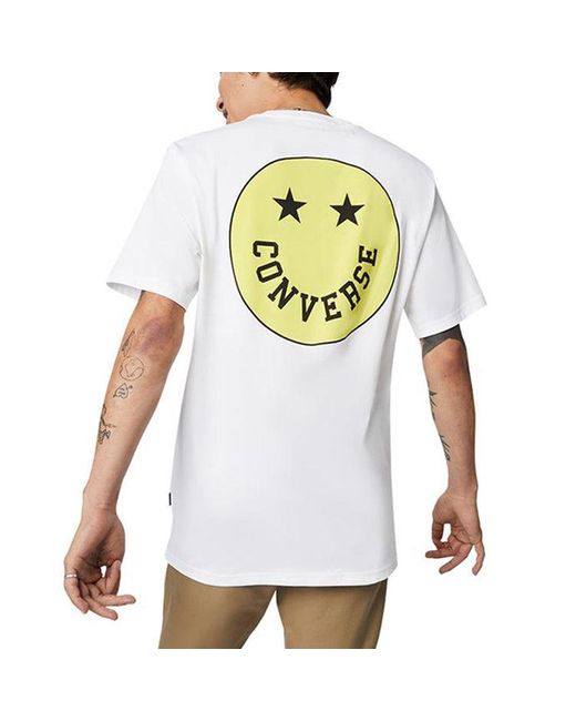 Converse White Smiling Face Pattern Sports Short Sleeve for men