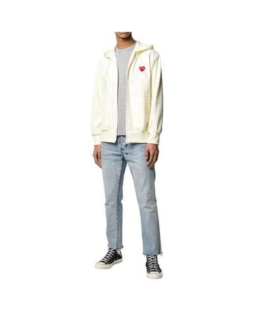 COMME DES GARÇONS PLAY Cdg Play Red Hooded Zipper Hoodie White