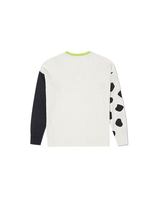 Converse White (Wmns) Large Logo Printing Splicing Contrasting Colors Loose Round Neck Long Sleeves T-Shirt