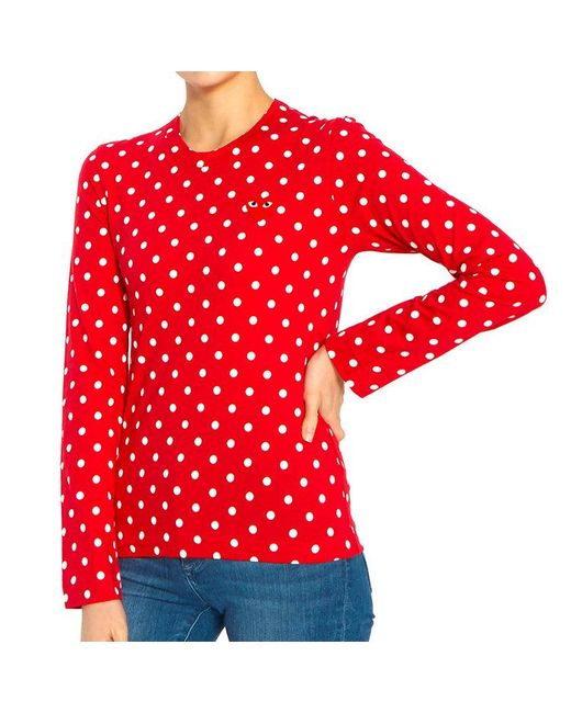 COMME DES GARÇONS PLAY Red (Wmns) Polka Dot Long Sleeve Tee