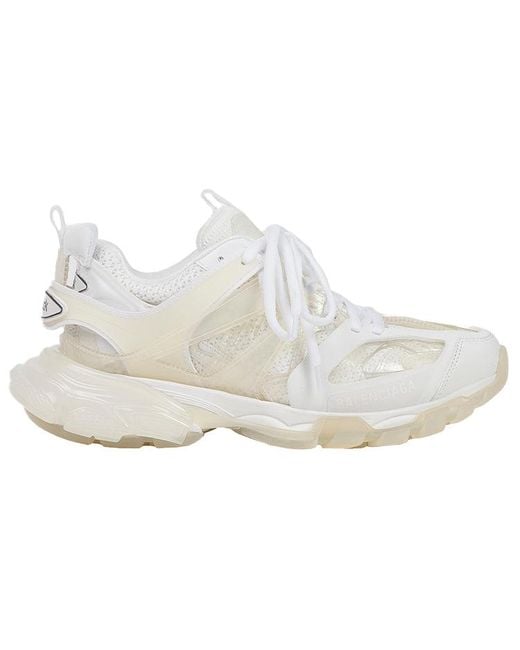 Balenciaga White Track Clear Sole Low Mesh Nylon Sneakers for men