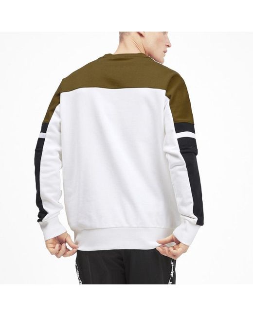 PUMA White Logo Printing Colorblock Round Neck for men