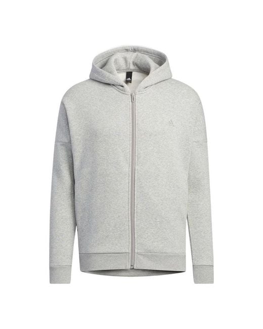 Adidas Gray Solid Color Minimalistic Alphabet Printing Zipper Cardigan Jacket for men