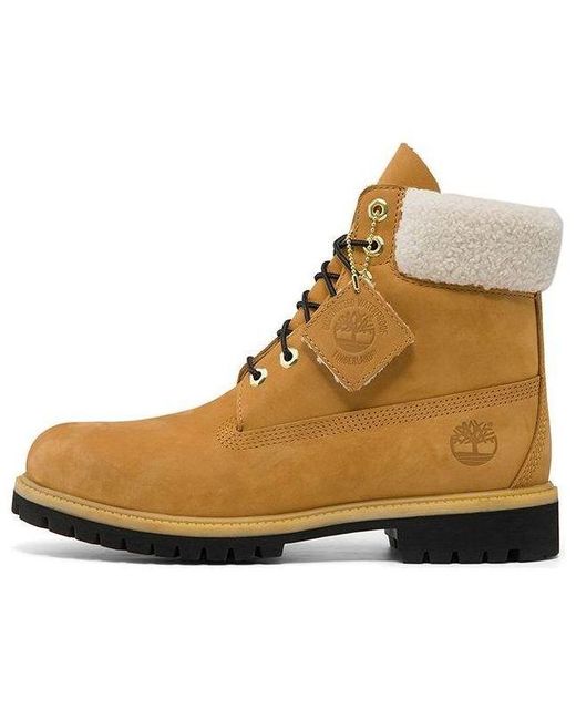 Timberland Brown (Wmns) 6 Inch Premium Shearling Boots 'Wheat Nubuck'