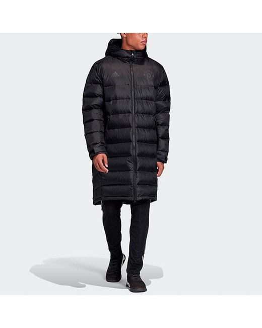 Adidas Black Stay Warm Solid Color Soccer/Football Hooded Down Jacket for men