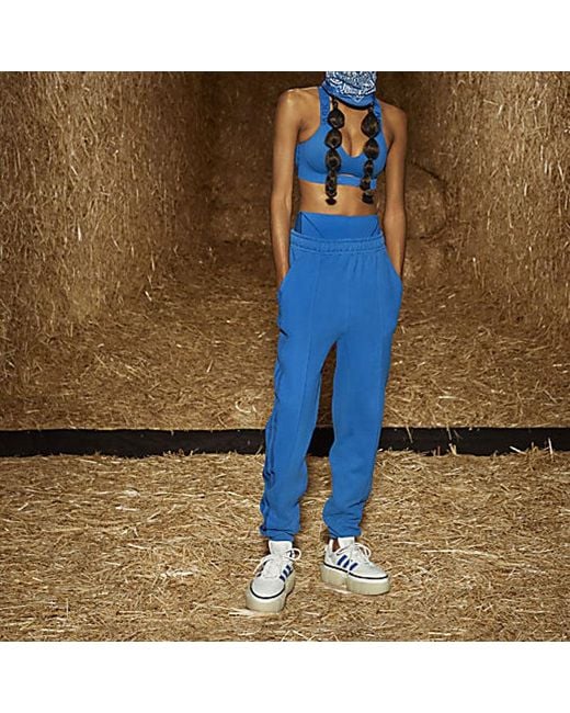 Adidas Blue Originals X Ivy Park Crossover Casual Solid Color Bundle Feet Long Pants/Trousers for men