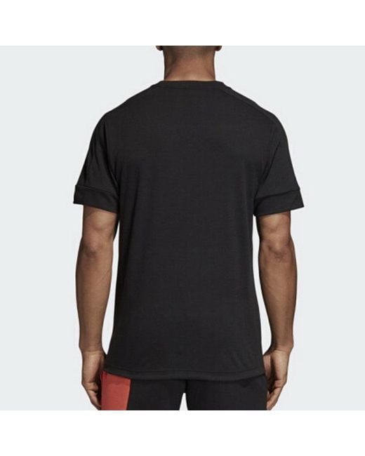 Adidas Black Large Logo Printing Round Neck Pullover Short Sleeve T-Shirt for men