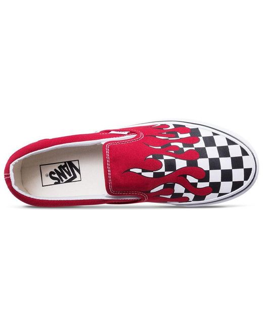 Vans Red Slip-On 'Checker Flame' for men