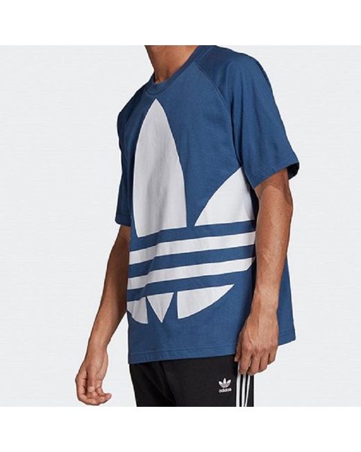Adidas Blue Originals Large Logo Printing Short Sleeve for men
