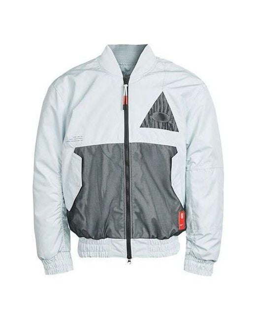 Nike Blue Kyrie Basketball Sports Mesh Patchwork Print Pattern Woven Baseball Padded Color Jacket for men