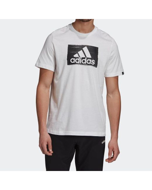 Adidas White Brushstroke Sports Running Gym Training Tops for men