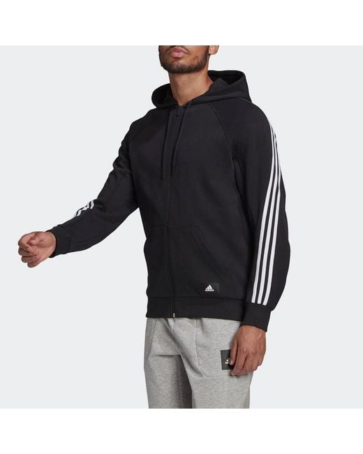 Adidas Blue Long Sleeves Zipper Hooded Jacket for men