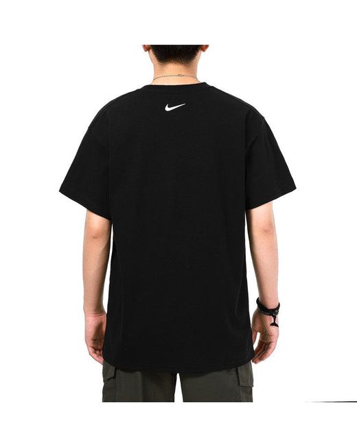 Nike Black Sports Running Casual Printing Round Neck Short Sleeve T-Shirt for men