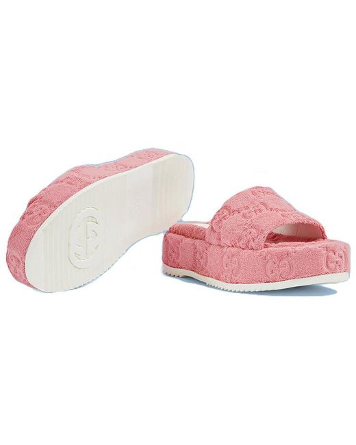 Gucci Pink GG Terry Platform Sandal