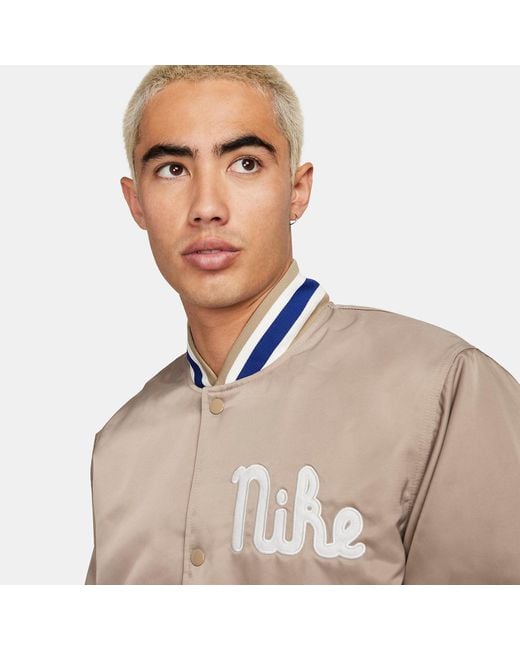 Nike Natural Dugout Loose Satin Jacket Asia Sizing 'Khaki Sail' Fq7970-247 for men