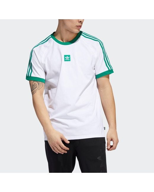 Adidas Blue Originals Printing Casual Sports Round Neck Short Sleeve for men