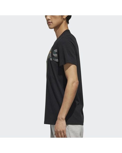 Adidas Black Logo Large Alphabet Printing Short Sleeve for men