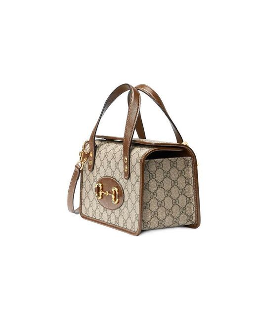Gucci Brown (Wmns) Canvas Horsebit 1955 Old Flower Logo Single-Shoulder Bag Mini