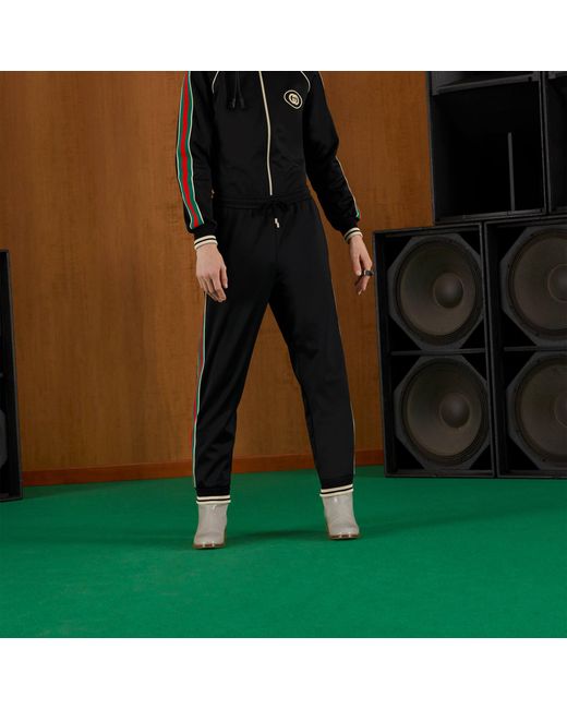 Gucci Black Tapered Webbing-Trimmed Stretch-Jersey Sweatpants for men