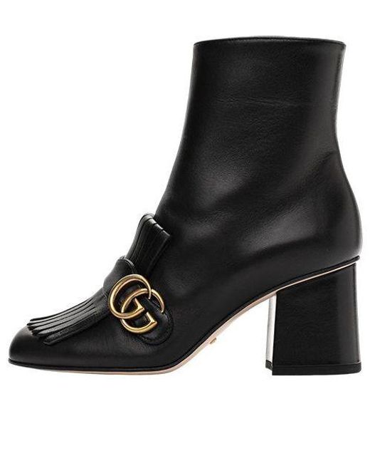 Gucci Black Marmont gg Suede Ankle Boots