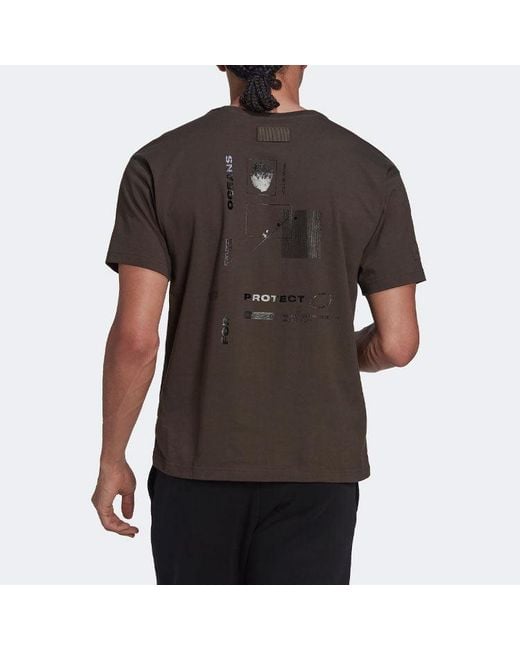 Adidas Brown Solid Color Logo Sports Short Sleeve T-Shirt for men