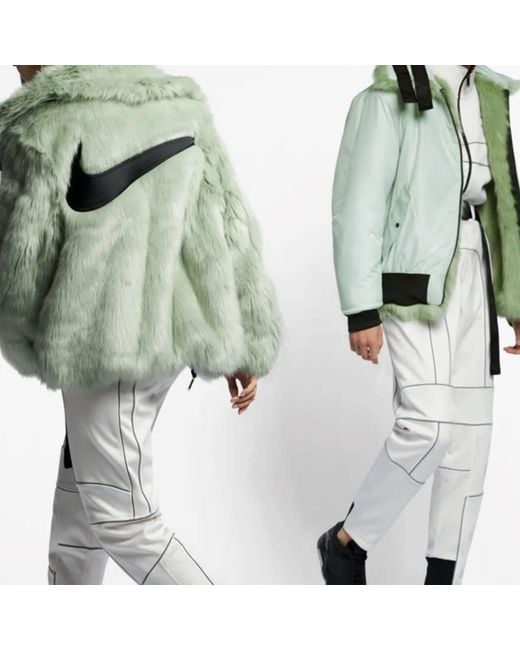 Nike Green X Ambush Faux-Fur Nrg Ca Jacket Crossover Fur Couple Style