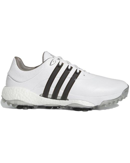 Adidas White Tour360 22 Boost Golf Shoes 'Cloud Metallic' for men