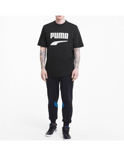 PUMA Black Downtown Printing Casual Short Sleeve for men