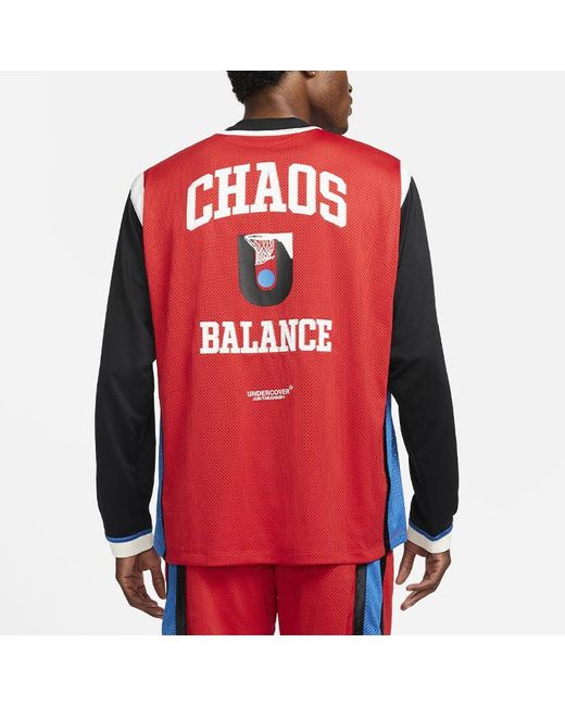 Nike Red Long-Shooting Top Contrasting Colors Printing Pattern Basketball Long Sleeves Asia Edition for men