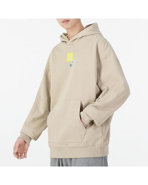 PUMA White Oversize Trend Graphic Logo Hoodie for men