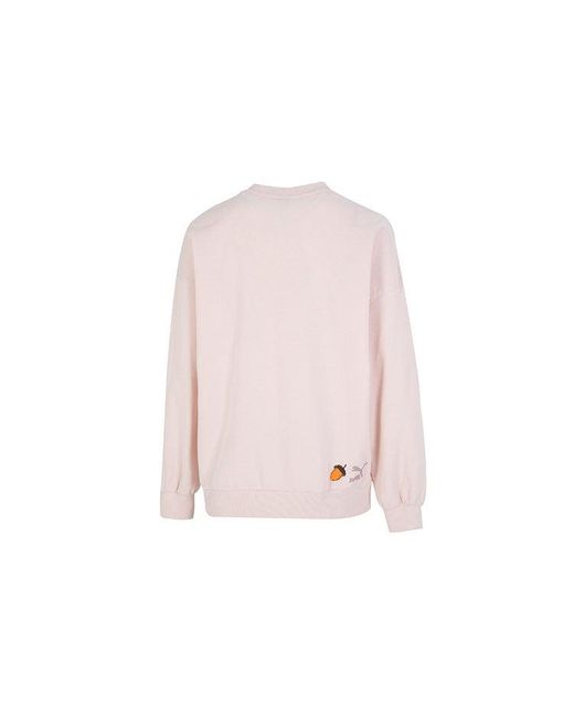 PUMA Pink Ff Bubble Sleeve Crew Neck Sweatshirt