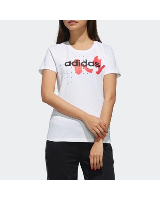 Adidas White (Wmns) Neo Fv Tee 2 Sports Round Neck Short Sleeve