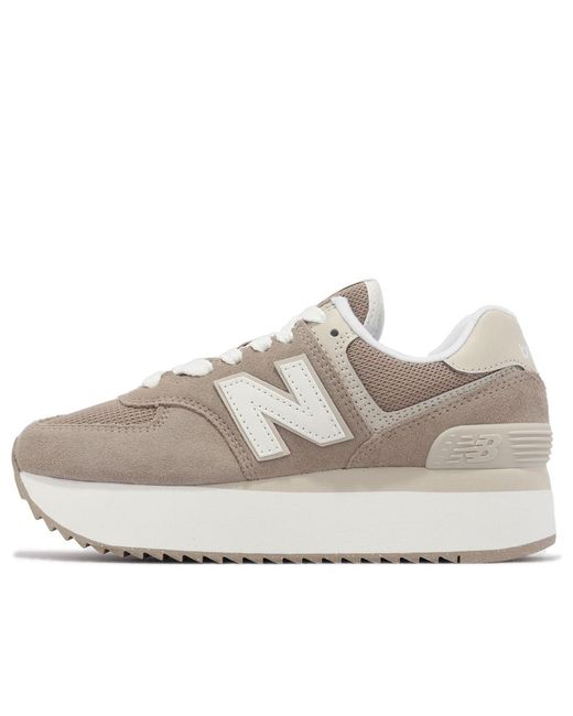 New Balance White (Wmns) 574+ 'Driftwood Timberwolf'