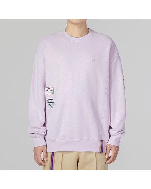 PUMA Purple Team Badge Crew Sweater for men