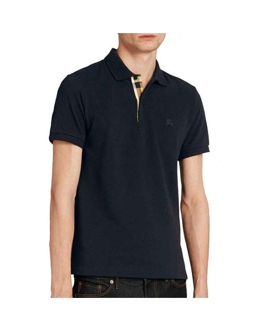 Burberry Blue Logo Lapel Short Sleeve Polo Shirt for men
