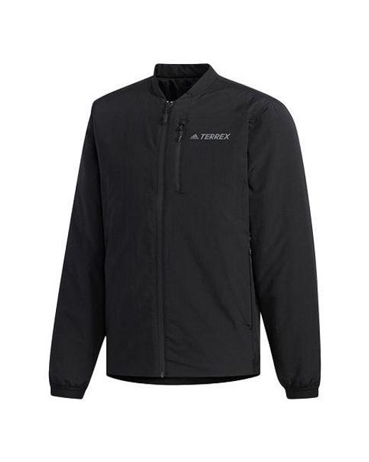 Adidas Black Xplr Ins Bomber Outdoor Sports Solid Color Jacket for men
