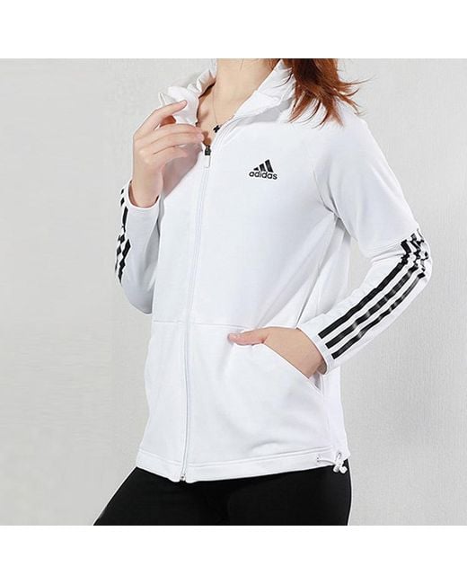 Adidas White (Wmns) 3S Fz Hoodie Training Hooded Jacket