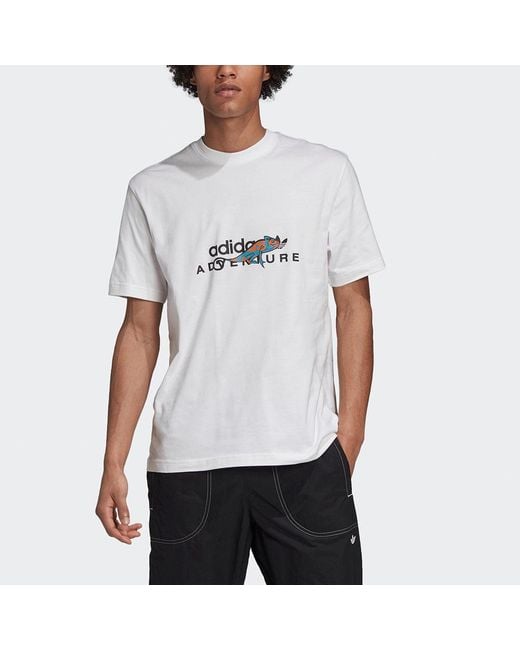 Adidas White Originals Adv Graphic Tee Alphabet Printing Sports Short Sleeve for men
