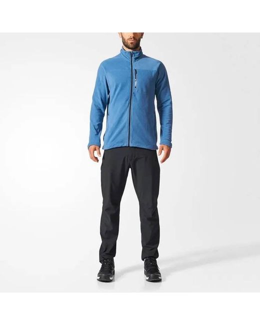 Adidas Blue Casual Sports Fleece Stand Collar Slim Fit Jacket for men