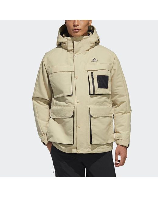 Adidas Natural 3In1 Down Jkt Multiple Pockets Outdoor Sports Detachable Hooded Down Jacket for men