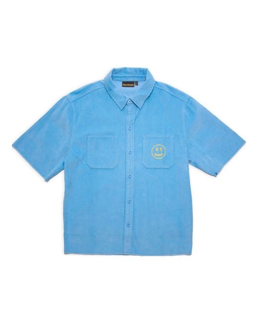 Drew House Blue Corduroy Shirt 'Pacific' for men