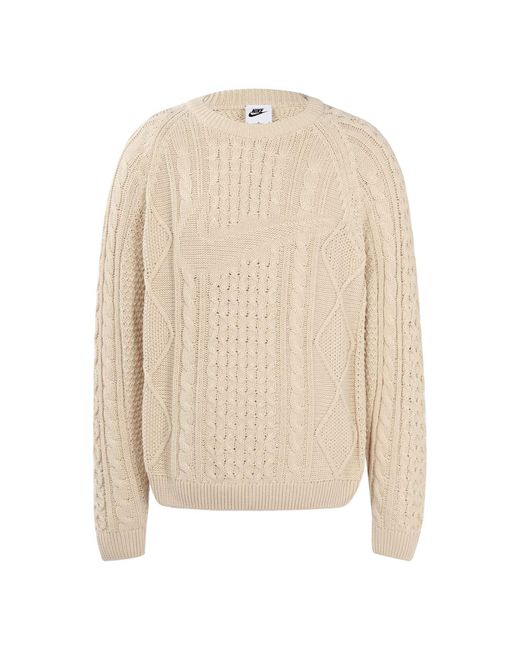 Nike Natural Solid Color Round Neck Knit Long Sleeves Wool Sweater Yellow for men