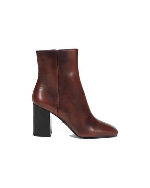 Prada Brown (Wmns) Leather Square Toe Ankle Pumps